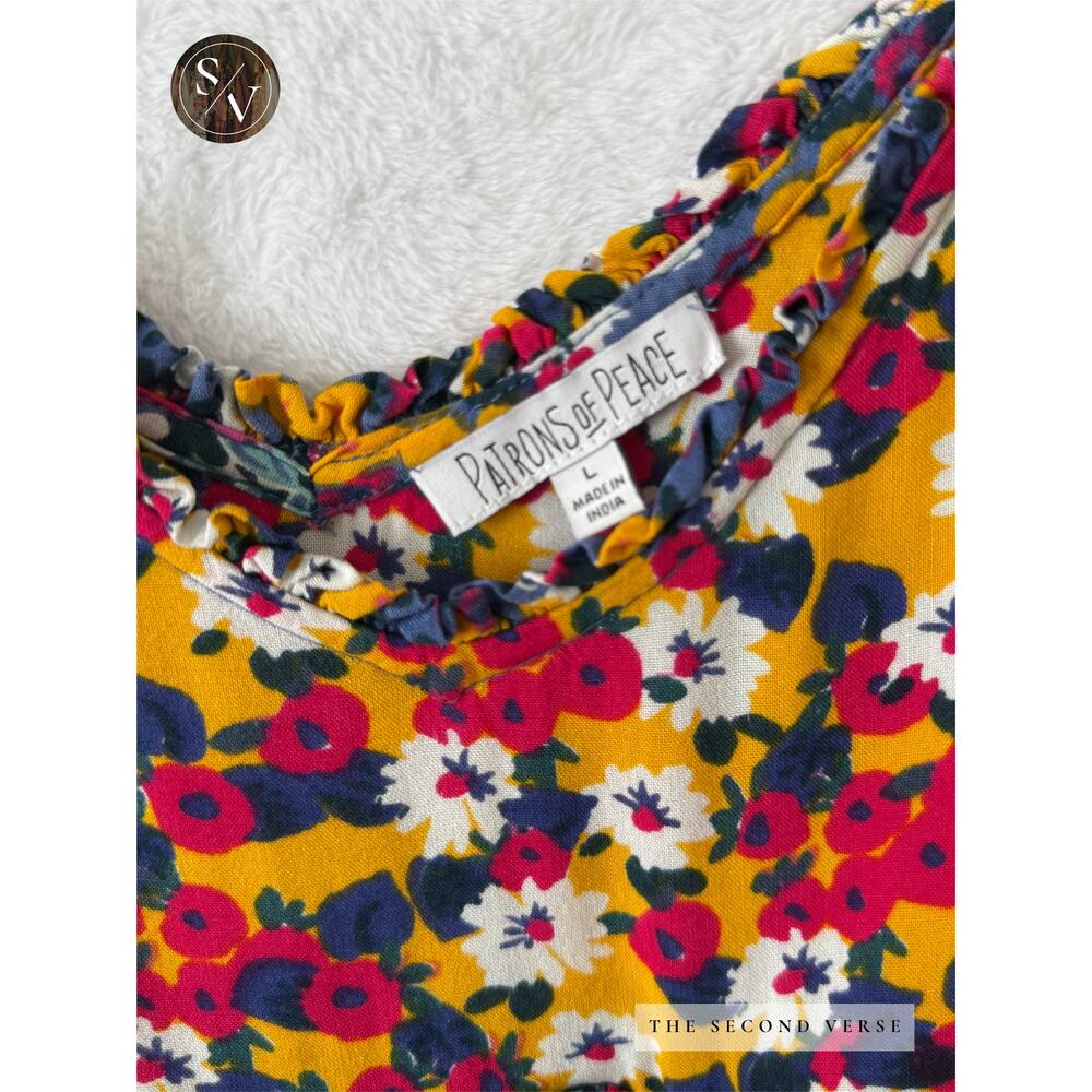 Patrons of Peace Multi Floral Tie Spaghetti Strap Dress Size Large - Picture 7 of 8